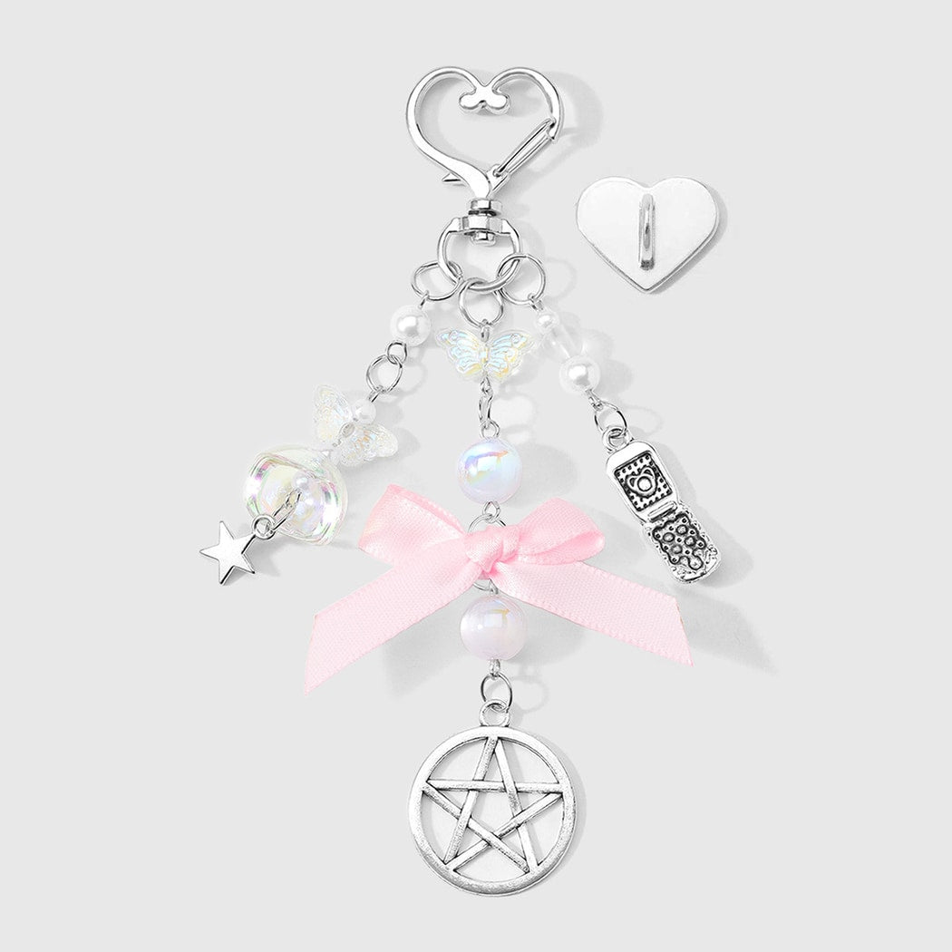 Keypus - Pink Bow Accent Beaded Keychain