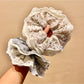 Gifty - Elegant Ditsy Floral Lace Trim Scrunchie