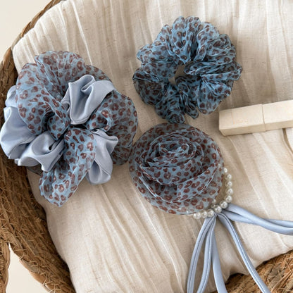 Gifty - Leopard Print Mesh Ruffled Scrunchie