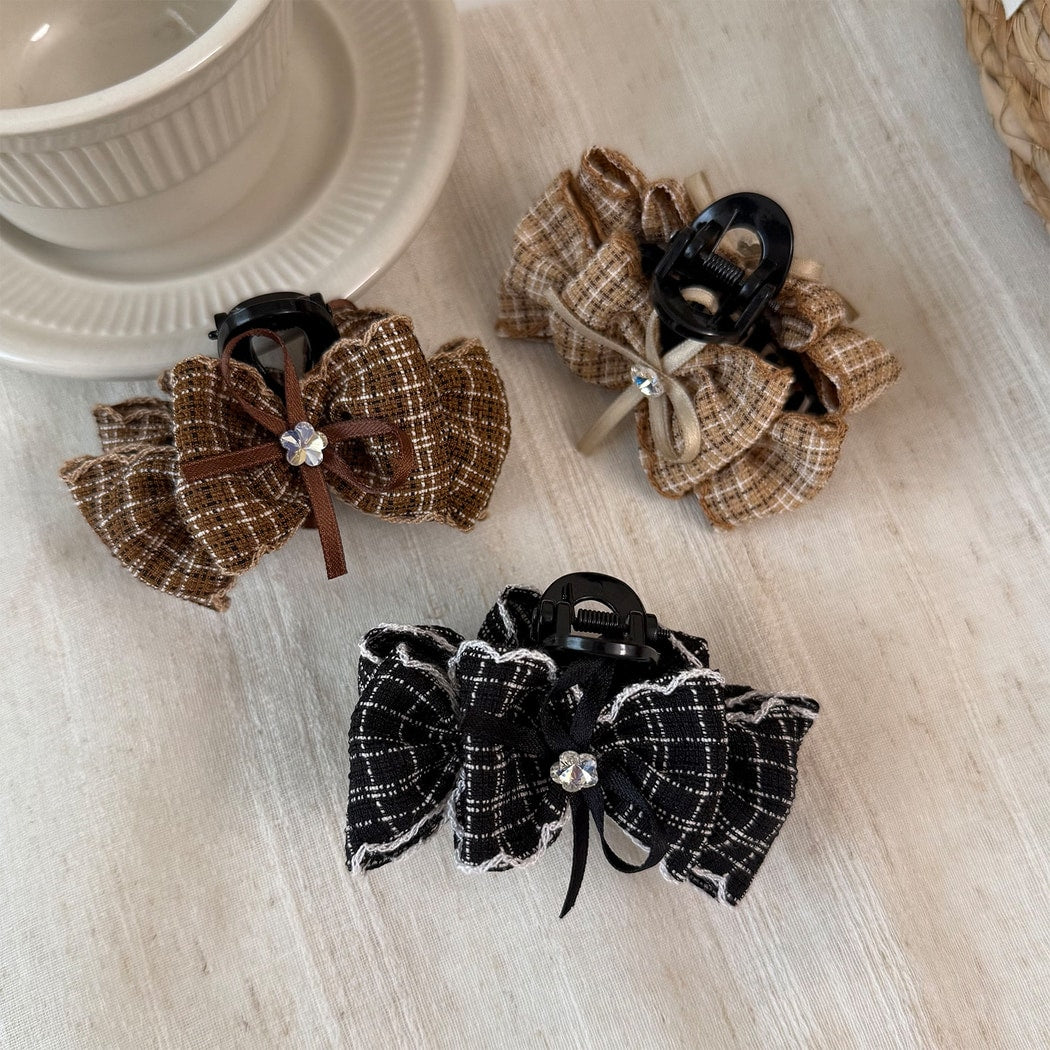 Beau - Women's Plaid Bow Detail Claw Clip