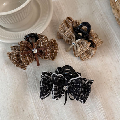 Beau - Women's Plaid Bow Detail Claw Clip