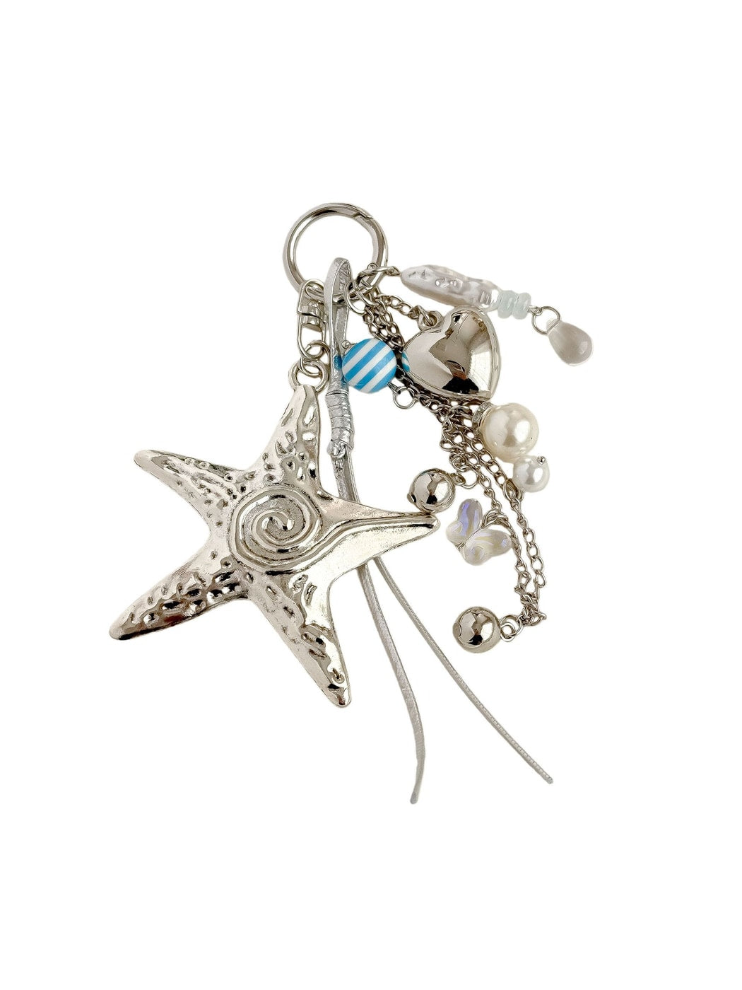 Keypus - Textured Starfish Heart Pendant Bag Charm