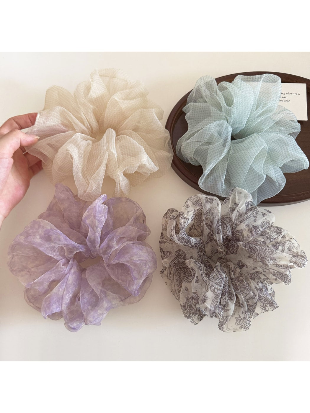 Gifty - Plaid Pattern Ruffled Polyester Ponytail Scrunchie