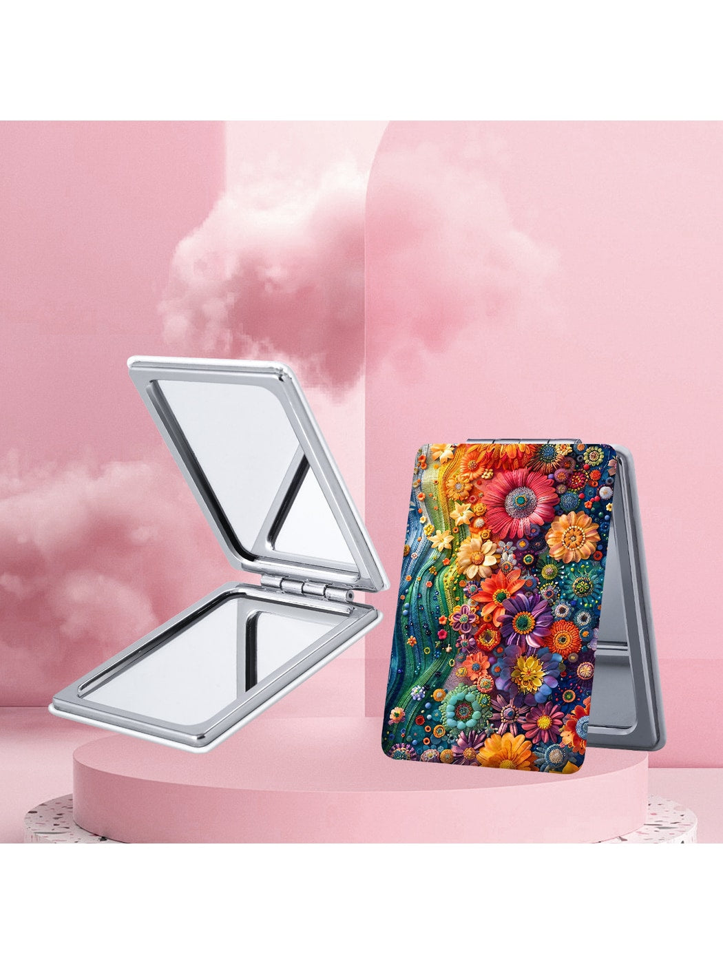 Mirroray - Floral Print Folding Makeup Mirror