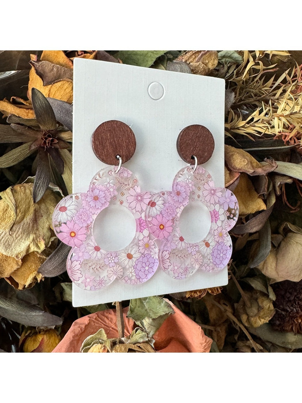 Earedge - Printed Daisy Patchwork Earrings