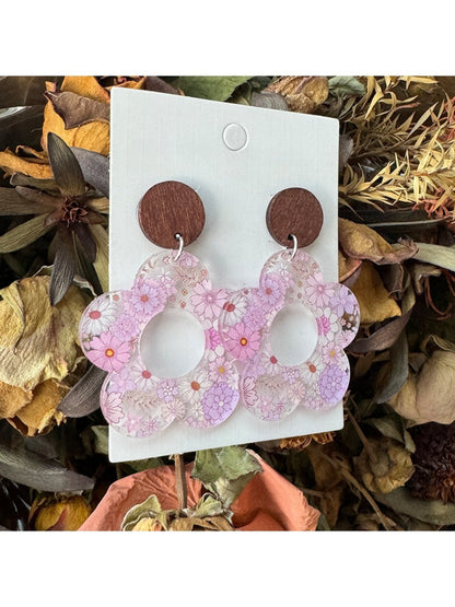 Earedge - Printed Daisy Patchwork Earrings