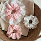 Gifty - Daisy Embroidered Scalloped Edge Scrunchie