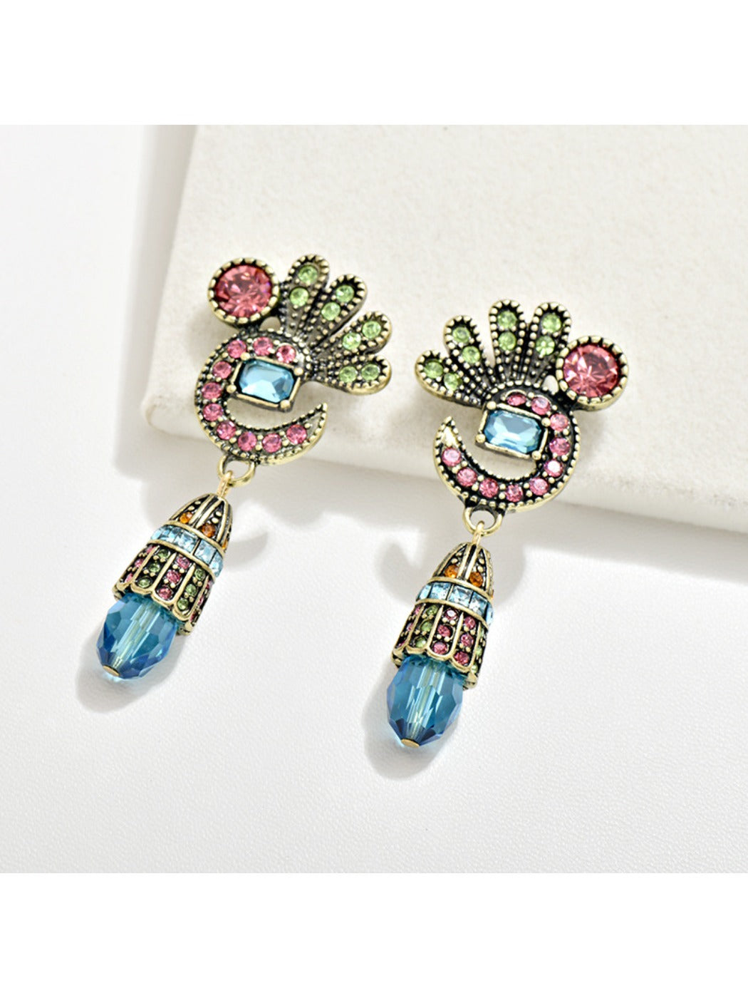Earedge - Peacock Inspired Vintage Dangle Earrings