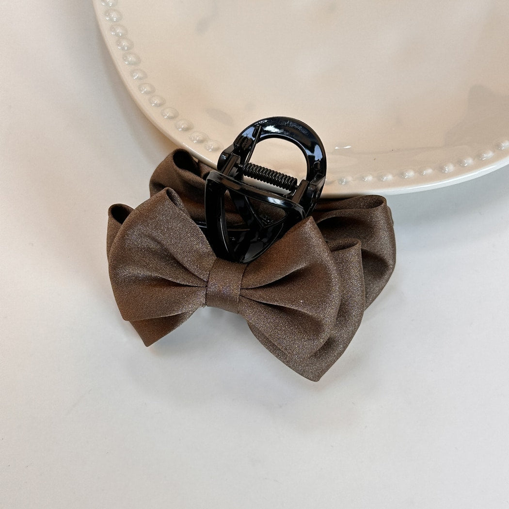 Beau - Double Bow Satin Look Claw Clip