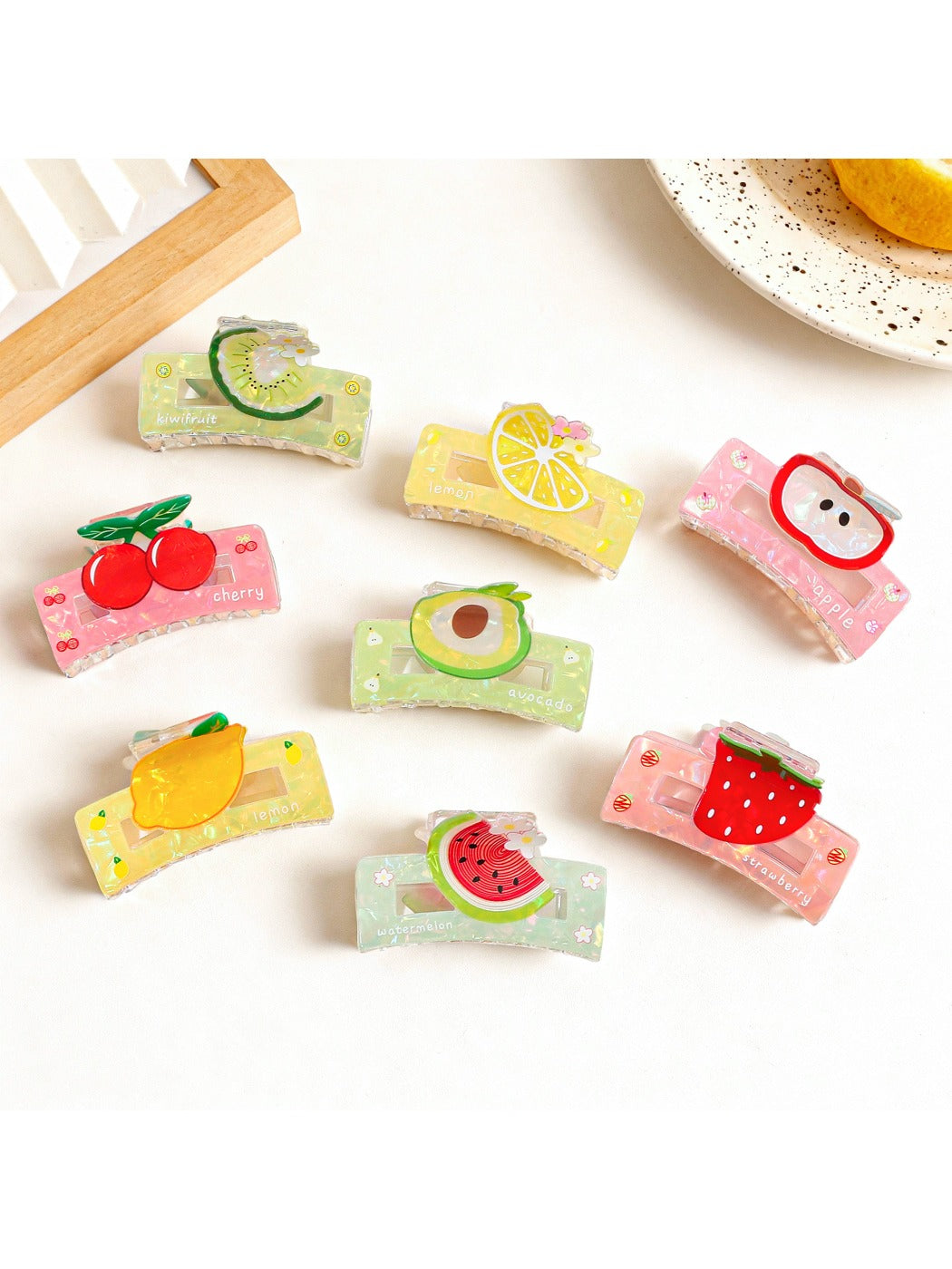 Beau - Square Fruit Print Hair Claw Clip