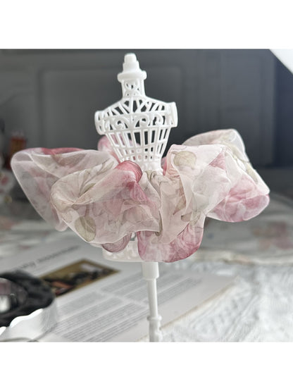 Gifty - Rose Organza Floral Puff Scrunchie