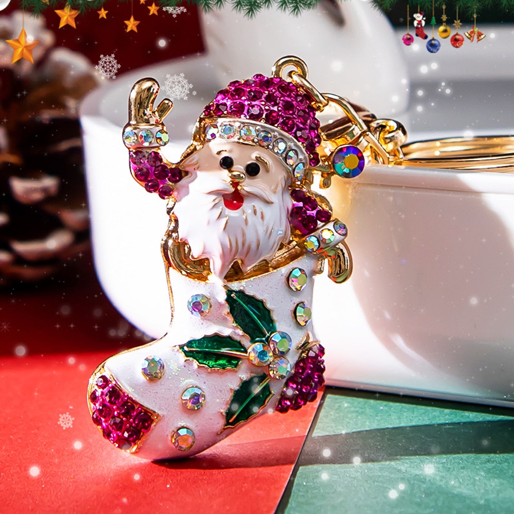 Keypus - Cartoon Santa Claus Stocking Christmas Keychain