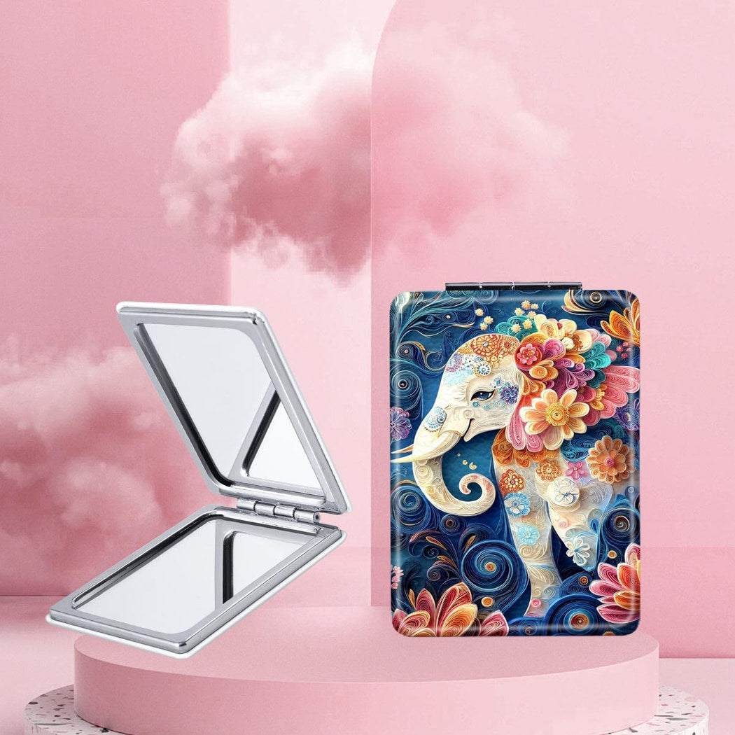 Mirroray - Foldable Elephant Print Handheld Makeup Mirror
