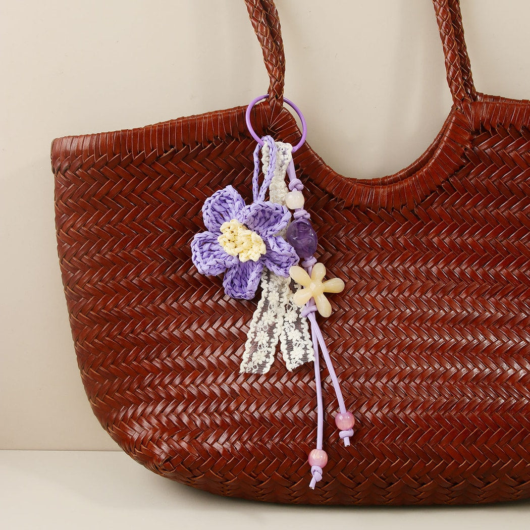 Keypus - Bohemian Floral Bead Bag Pendant Keychain