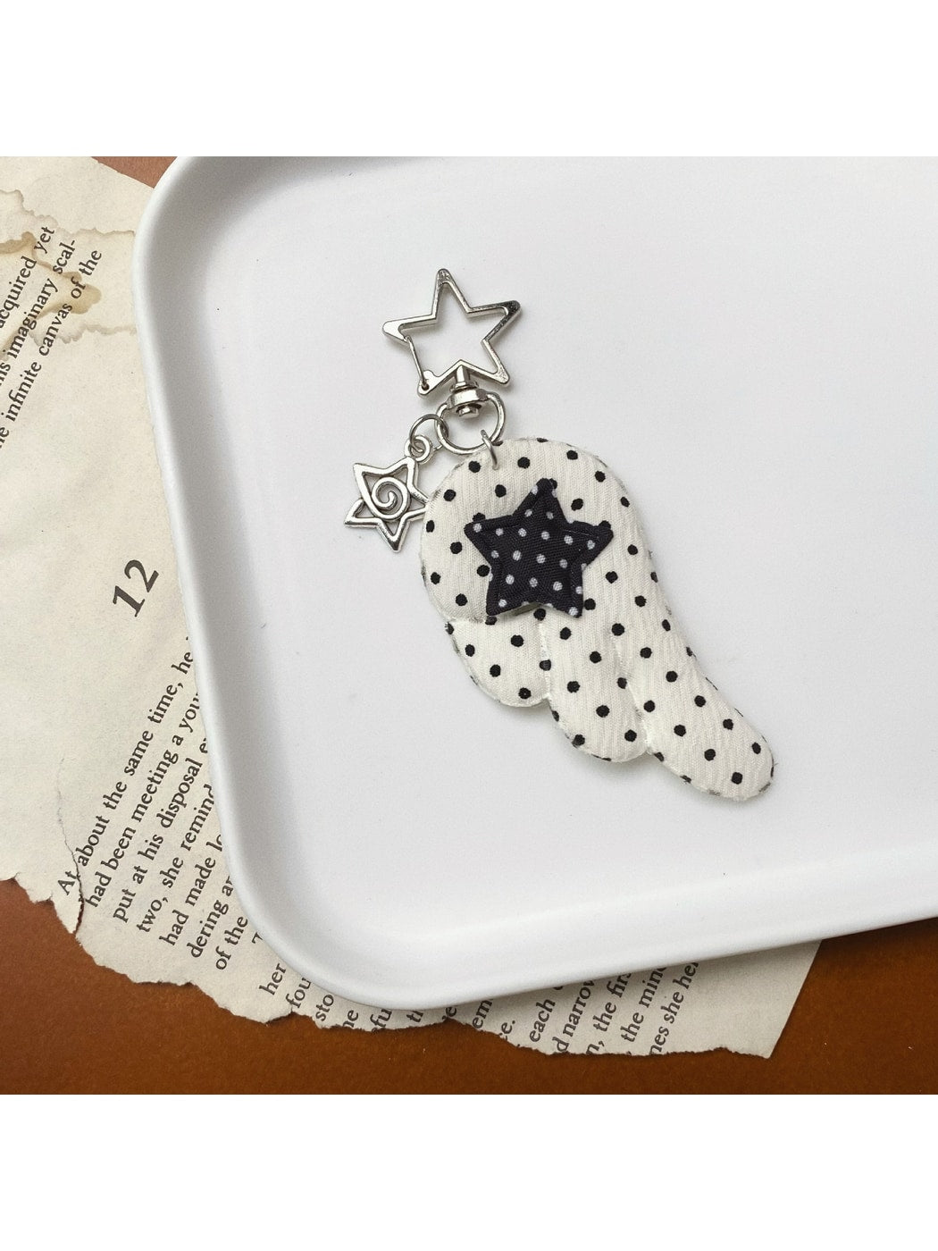 Keypus - Polka Dot Angel Wing Star Keychain Charm