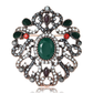 Brovia - Vintage Flower Rhinestone Accent Alloy Brooch