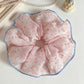 Gifty - Floral Mesh Ruffle Edge Polyester Scrunchie