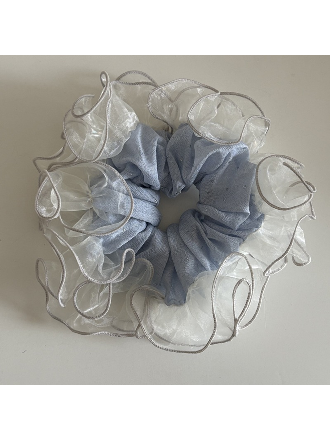 Gifty - Fresh Mesh Lace Trim Oversized Scrunchie
