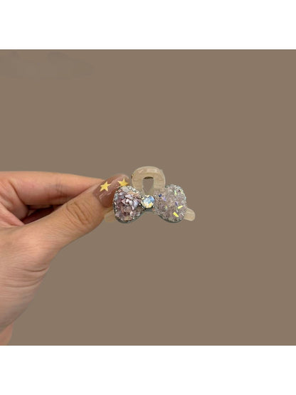 Beau - Sparkly Bow Plastic Side Hair Claw Clip
