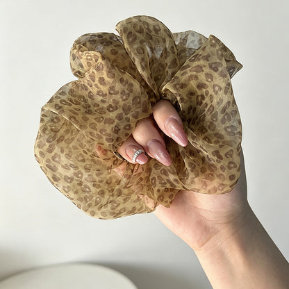 Gifty - Leopard Print Mesh Look Polyester Scrunchie