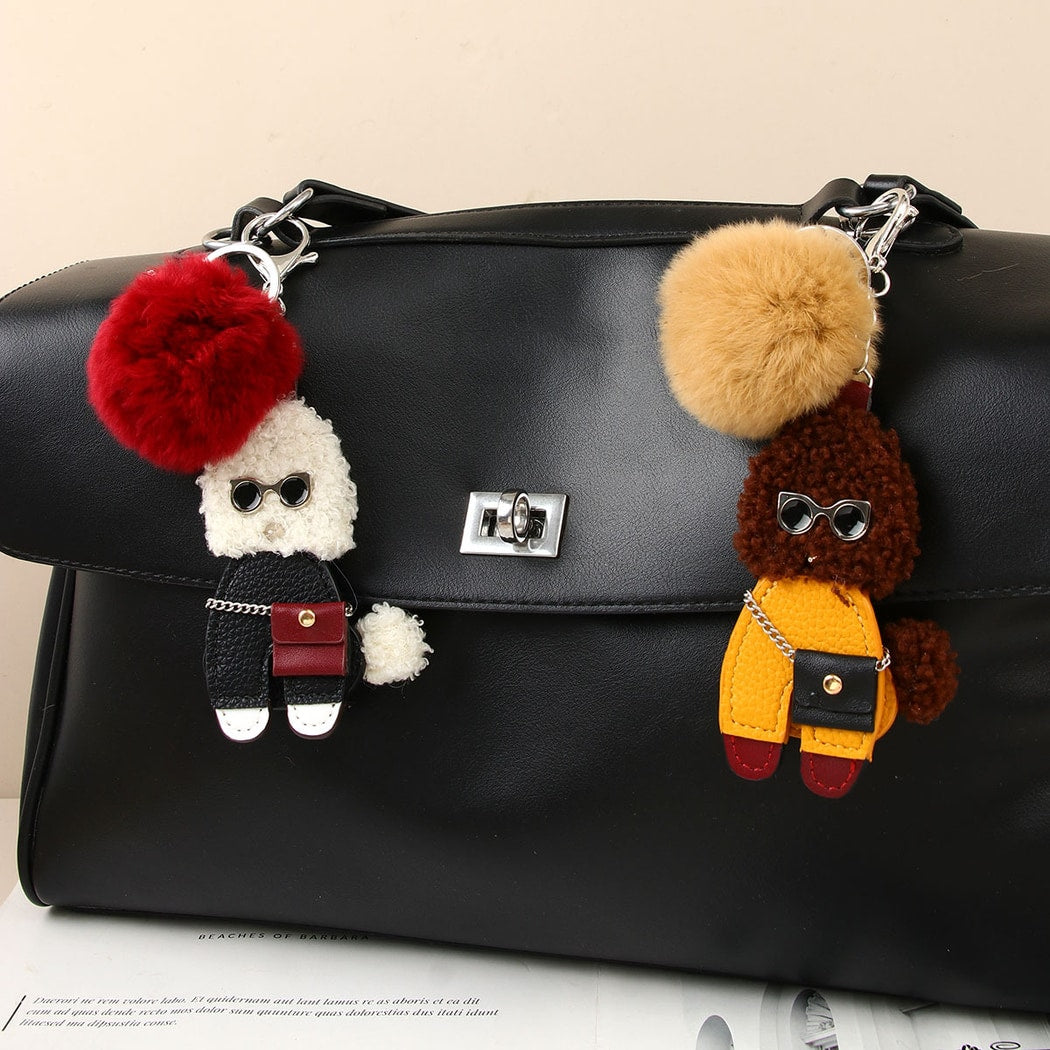 Keypus - PU Plush Cartoon Animal Pom Pom Keychain
