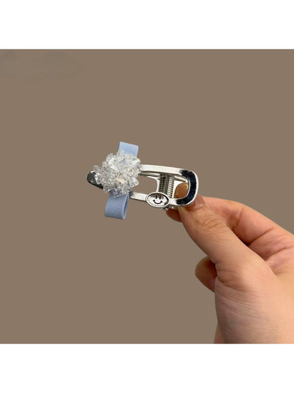 Beau - Rhinestone Bow Geometric Alloy Hair Clip