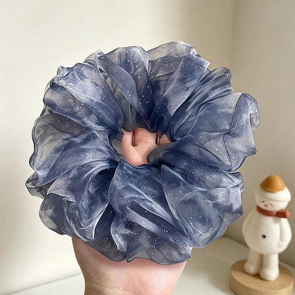 Gifty - Blue Ruffled Sheer Hair Scrunchie