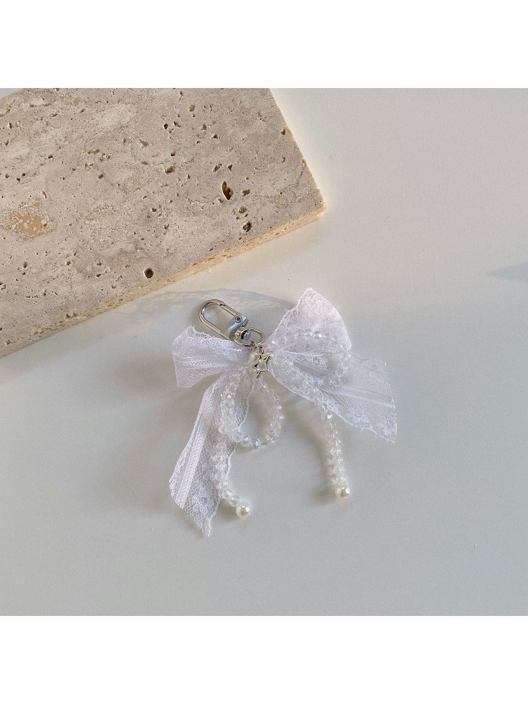 Keypus - Lace Bow Beaded Star Bag Charm Keychain