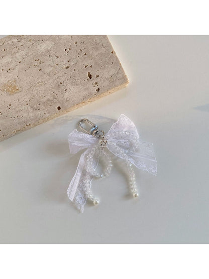 Keypus - Lace Bow Beaded Star Bag Charm Keychain