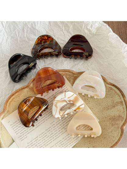 Beau - Semi Round Hollow Acetate Geometric Claw Clip