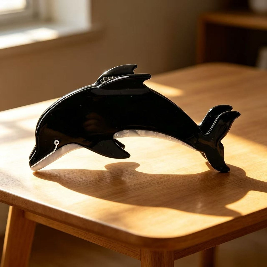Beau - Glossy Dolphin Shape Acetate Claw Clip