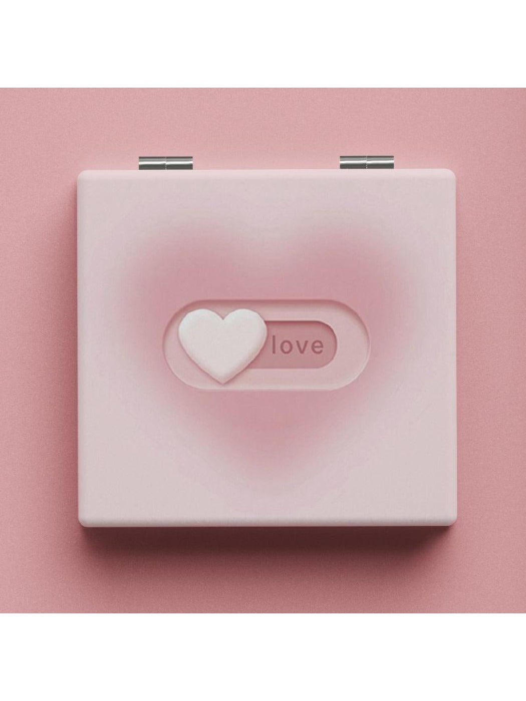 Mirroray - Pink Heart Pattern Square Makeup Mirror