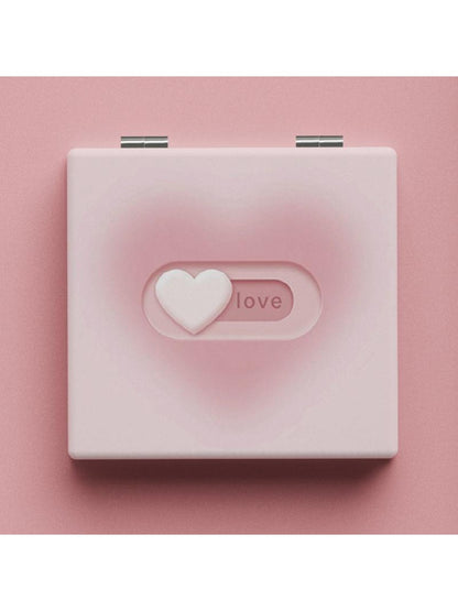 Mirroray - Pink Heart Pattern Square Makeup Mirror