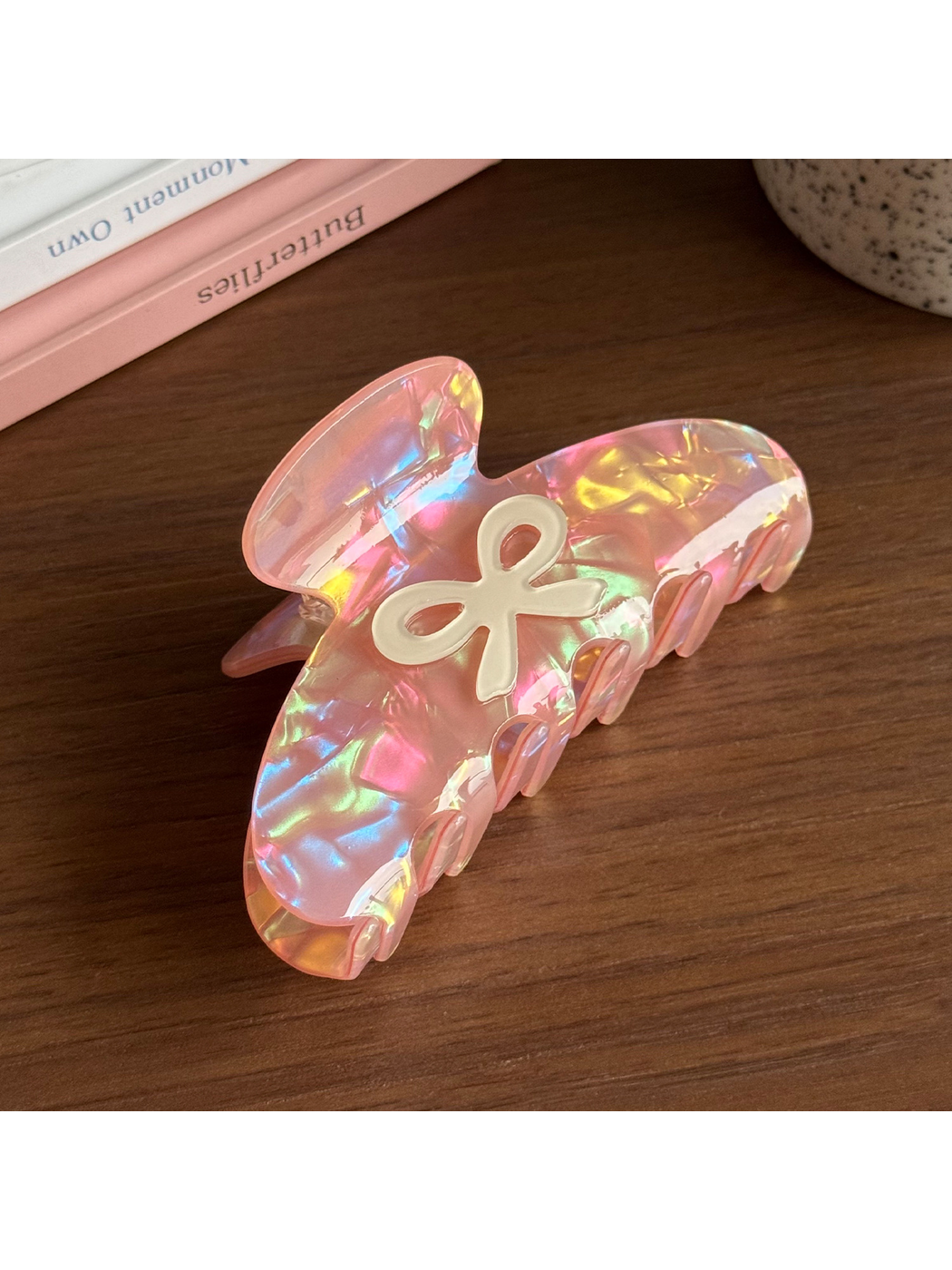 Beau - Iridescent Bow Acetate Claw Hair Clip