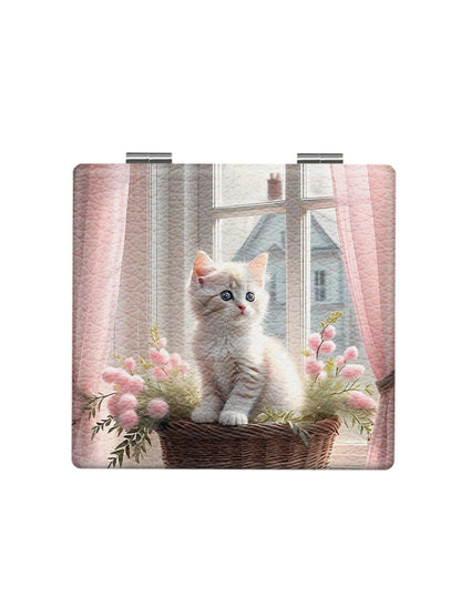 Mirroray - Cute Cat Print Portable Folding Makeup Mirror