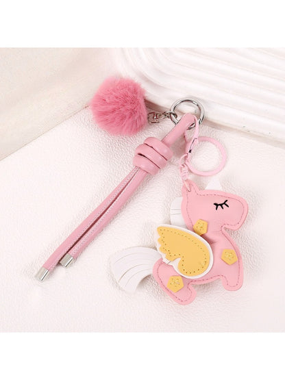 Keypus - Color-Blocked Unicorn-Shaped Charm Keychain