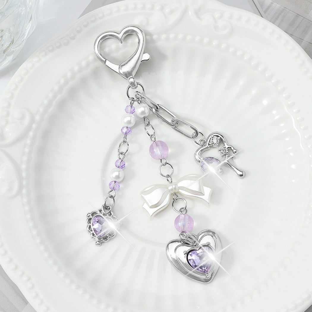 Keypus - Butterfly and Heart Charm Chain Keychain