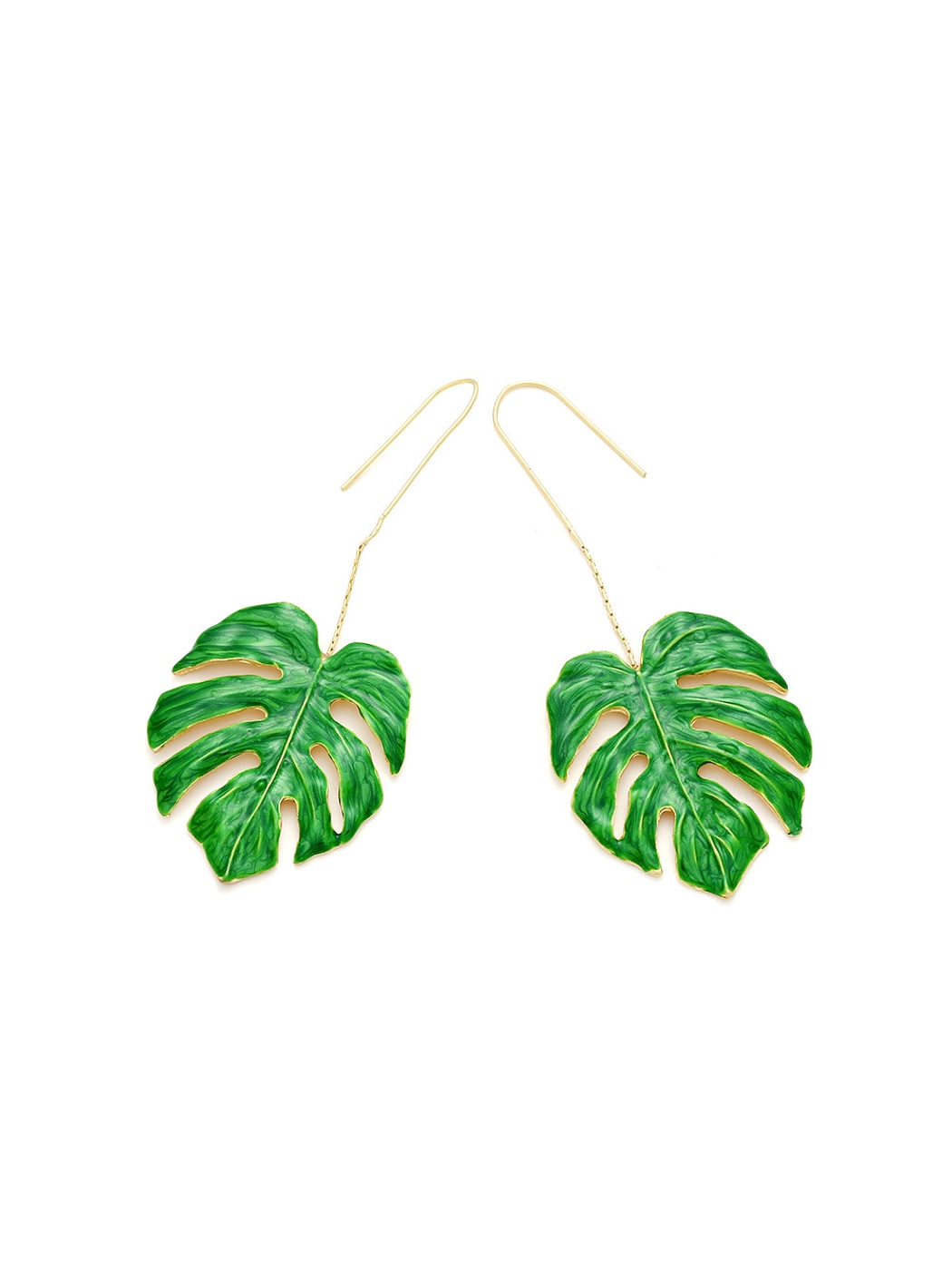 Earedge - Botanical Enamel Style Leaf Dangle Earrings