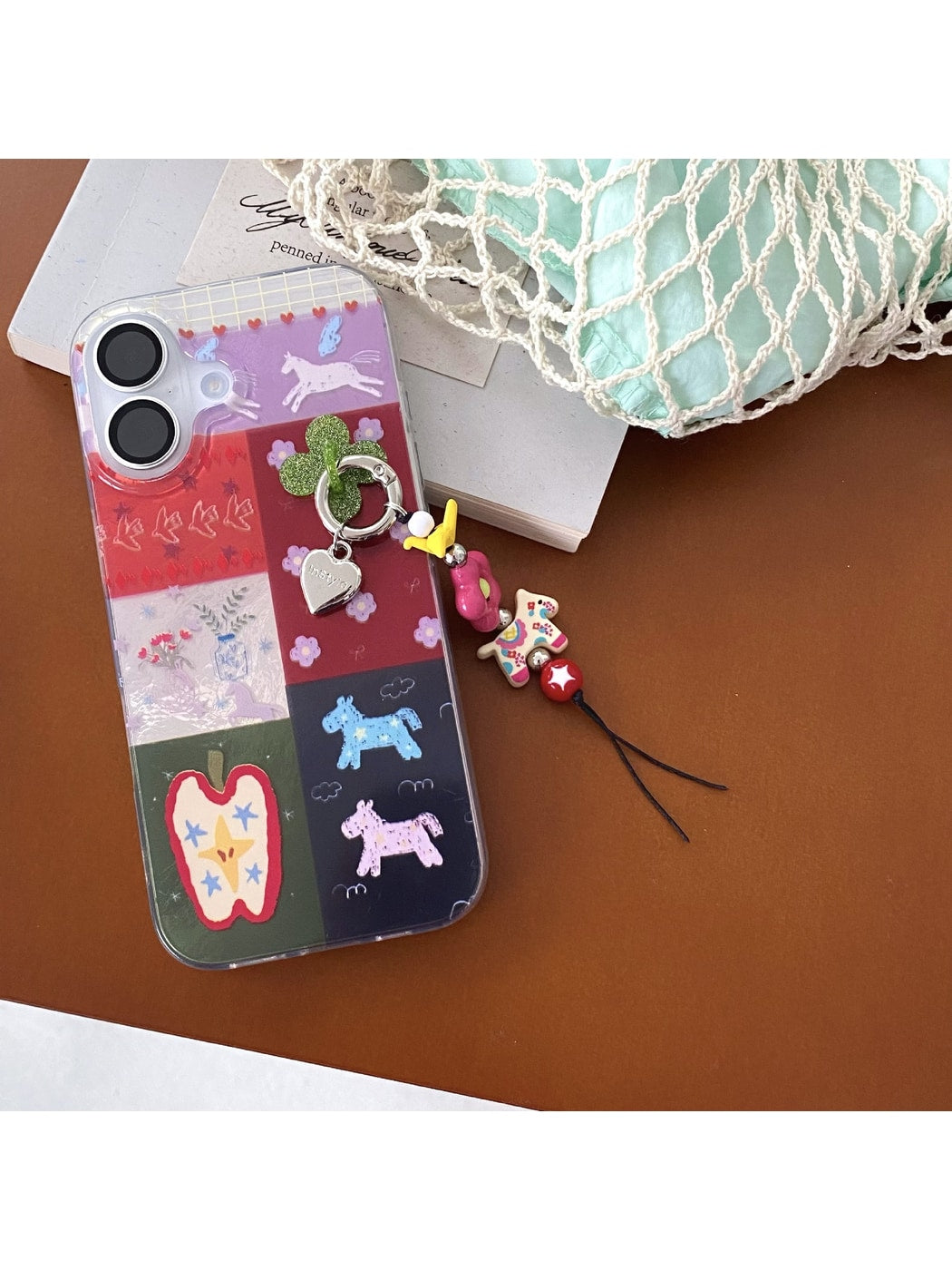 Keypus - Vintage Style Pony Flower Bag Charm Keychain