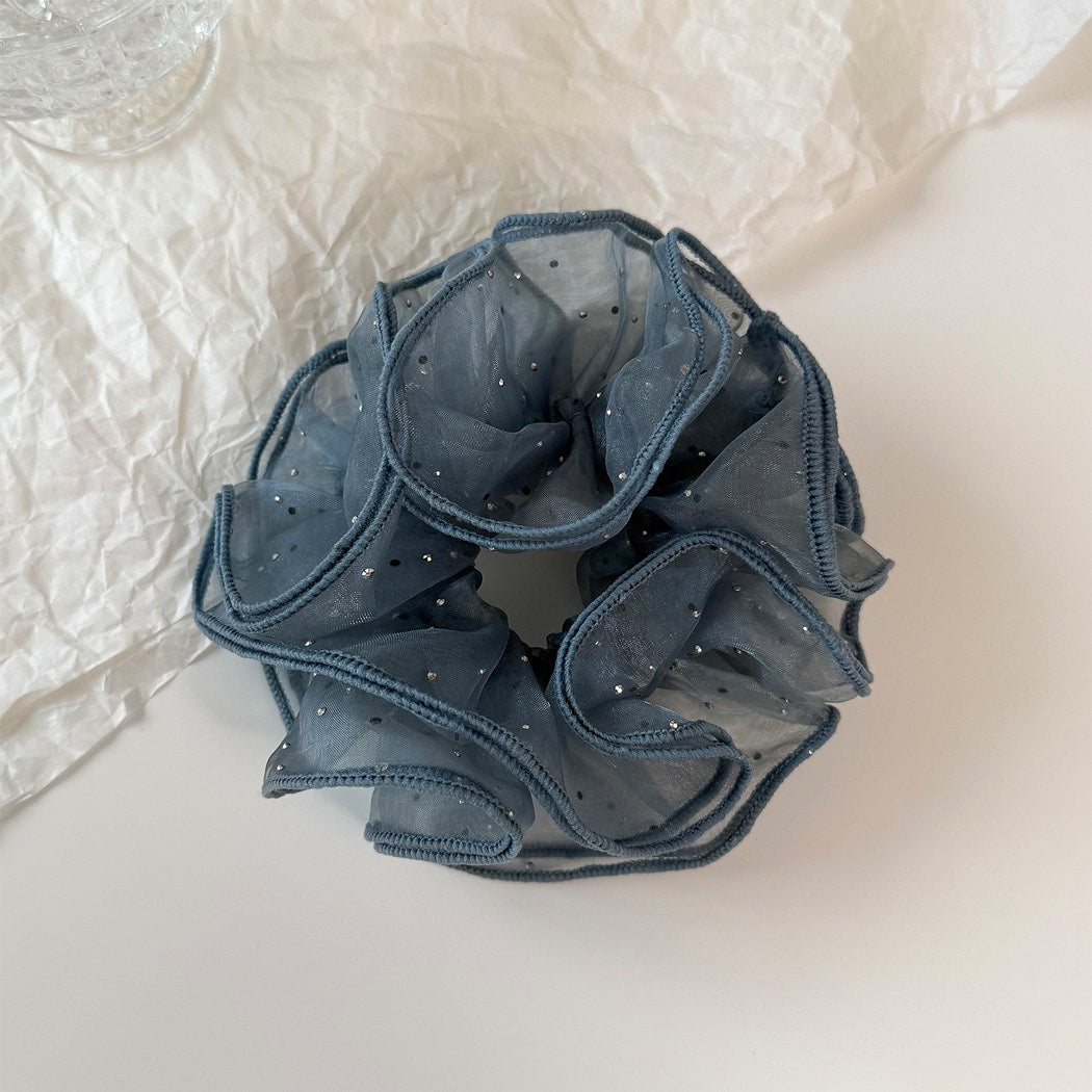 Gifty - Ruffled Mesh Polyester Decorative Scrunchie