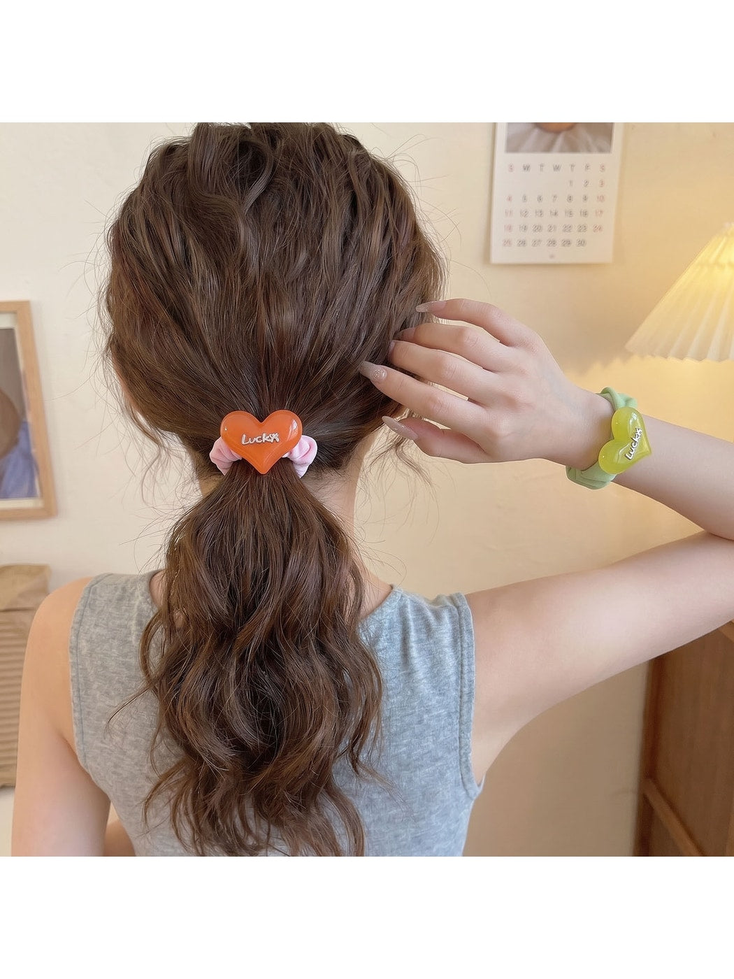 Gifty - Heart Detail Elastic Decorative Hair Tie
