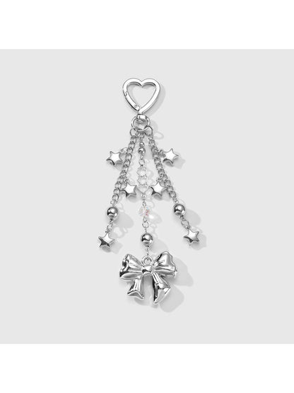Keypus - Y2K Alloy Bow and Star Dangle Keychain