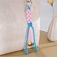 Keypus - Colorblock Floral Beaded Woven Bag Charm Keychain