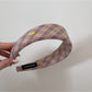 Gifty Sweet Plaid headband displayed flat showing full plaid pattern and wide edges