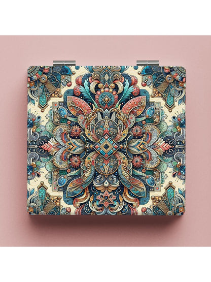 Mirroray - Floral Print Foldable PU Glass Mirror