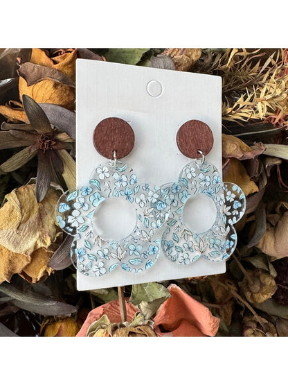 Earedge - Printed Daisy Patchwork Earrings