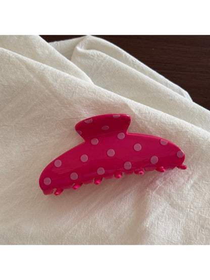 Beau - Polka Dot Fan Shape Resin Claw Clip