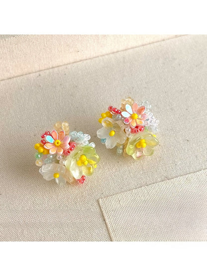 Earedge - Colorful Flower Sweet Stud Earrings