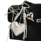 Keypus - Silver Heart Bow Woven Cord Bag Charm Keychain