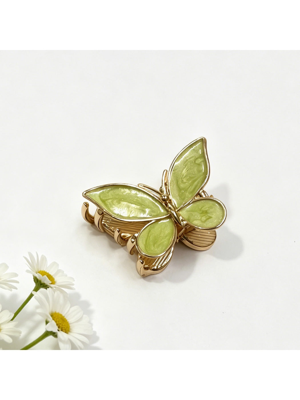 Side view of Beau butterfly hair clip highlighting its lightweight design